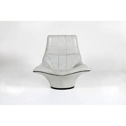 Chaise longue vintage en cuir gris - 1970