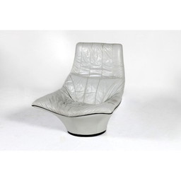 Chaise longue vintage en cuir gris - 1970