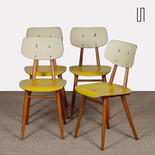 Ensemble De 4 Chaises Produites Par Ton, 1960