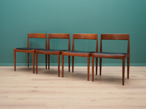 Ensemble de quatre chaises en teck, Design danois, 1970S, Designer : Kai Kristiansen, Fabricant : Fritz Hansen