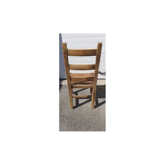 Image 1 of Ensemble de 4 chaises paillées vintage en bois