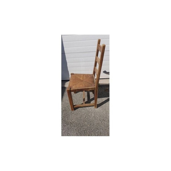 Image 1 of Ensemble de 4 chaises paillées vintage en bois
