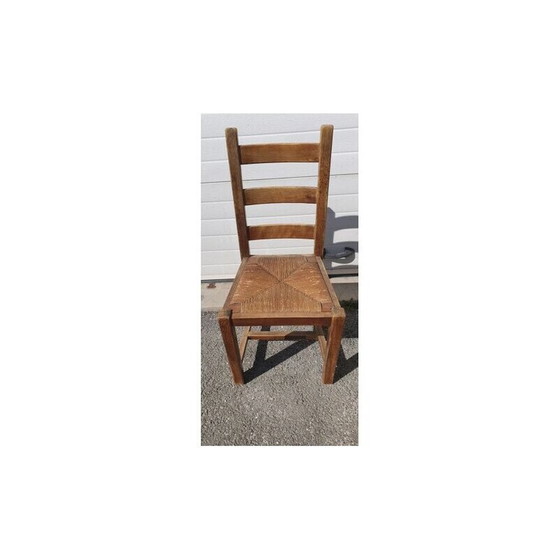 Image 1 of Ensemble de 4 chaises paillées vintage en bois