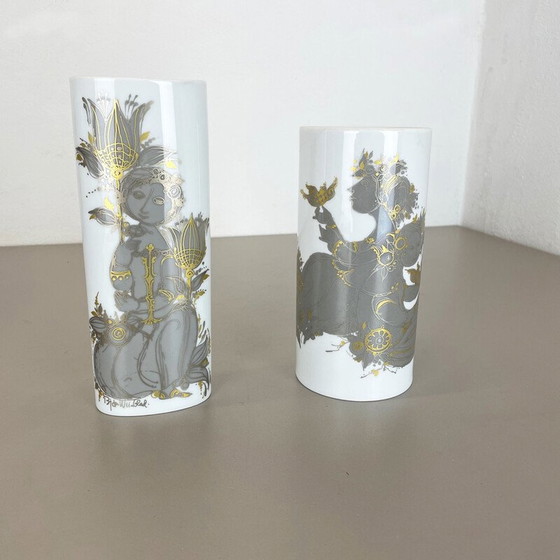 Image 1 of Paire de vases en porcelaine vintage par Björn Wiinblad pour Rosenthal studio line, Allemagne 1970