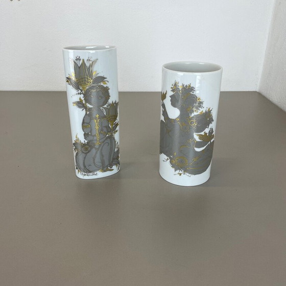 Image 1 of Paire de vases en porcelaine vintage par Björn Wiinblad pour Rosenthal studio line, Allemagne 1970