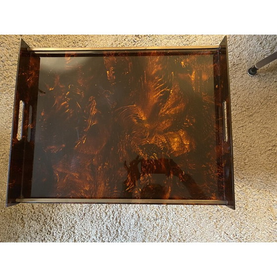 Image 1 of Table pliante vintage en lucite et laiton pour Maison Mercier, 1970