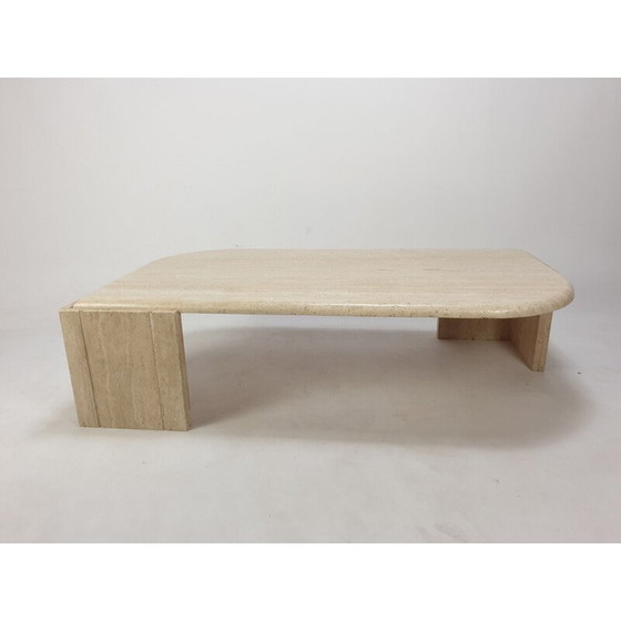Image 1 of Table basse vintage en travertin, Italie 1980