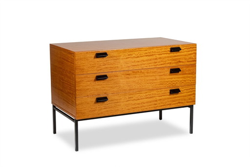 André Monpoix. Commode En Merisier Blond Vernis. Années 1960.