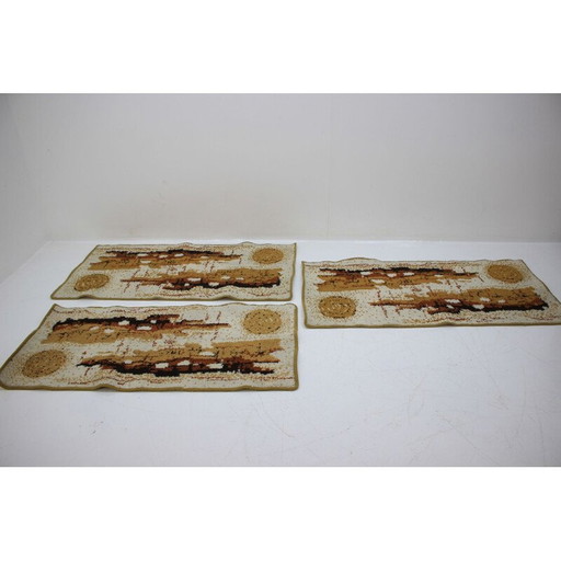 Ensemble de 3 tapis vintage en tissu synthétique, Tchécoslovaquie 1980