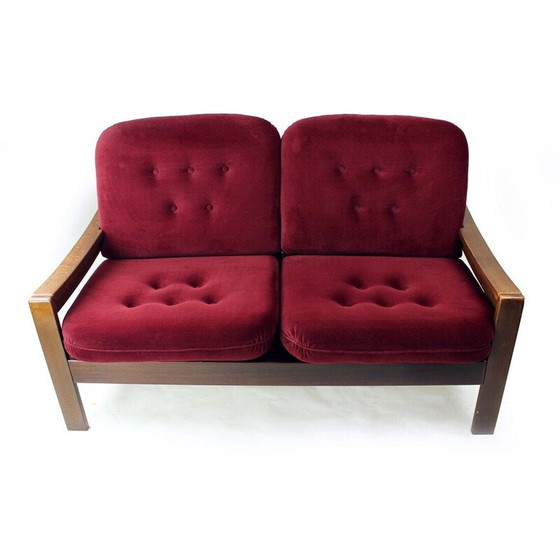 Image 1 of Canapé vintage 2 places en velours par Hikor Pisek, Tchécoslovaquie 1980