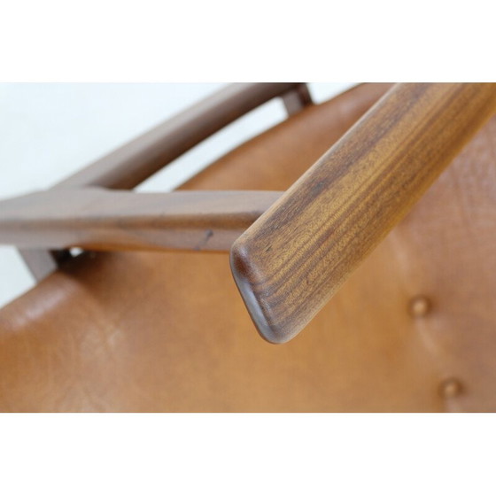 Image 1 of Fauteuil scandinave vintage en teck et simili cuir, 1960s