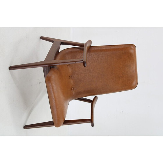 Image 1 of Fauteuil scandinave vintage en teck et simili cuir, 1960s