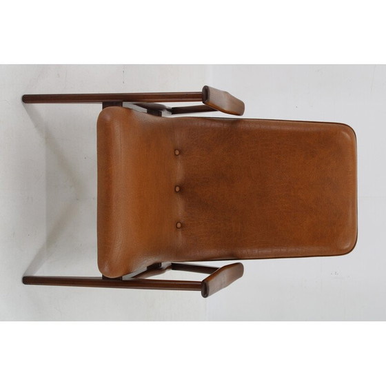 Image 1 of Fauteuil scandinave vintage en teck et simili cuir, 1960s