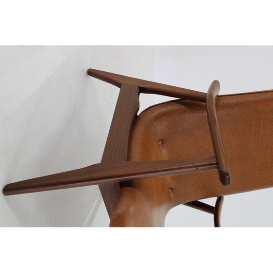 Image 1 of Fauteuil scandinave vintage en teck et simili cuir, 1960s