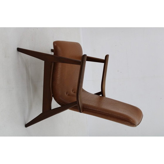Image 1 of Fauteuil scandinave vintage en teck et simili cuir, 1960s