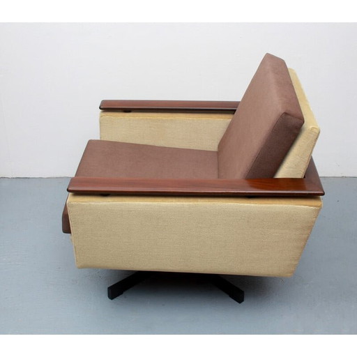Fauteuil club vintage pivotant en mohair-velours, 1960s