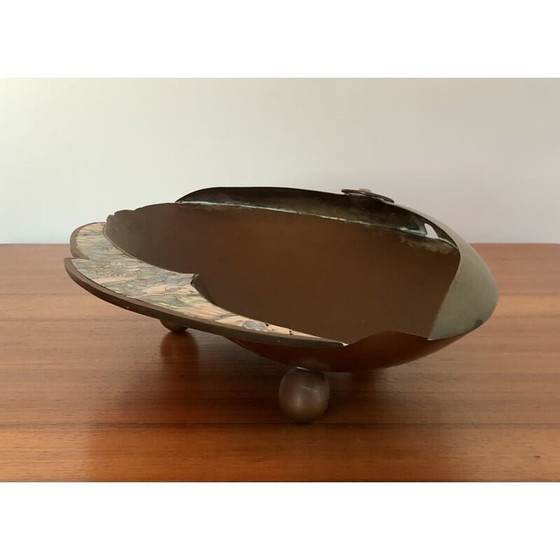 Image 1 of Coupe "poisson" en cuivre et nacre de G. Espinosa, Mexique 1960