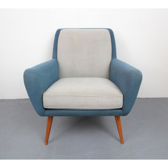 Image 1 of Fauteuil du milieu du siècle en tissu et merisier - années 1950
