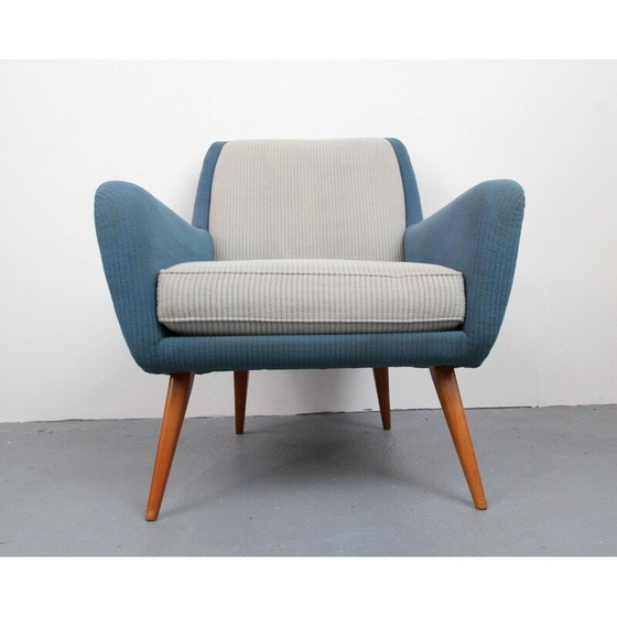 Image 1 of Fauteuil du milieu du siècle en tissu et merisier - années 1950