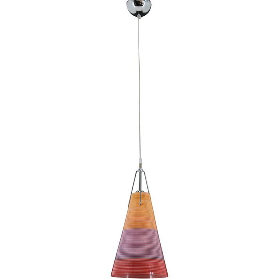 Image 1 of Lampe suspendue vintage en verre, Italie 1990