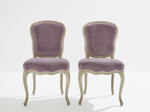 Paire de chaises à pantoufles néoclassiques Louis XV de la Maison Jansen 1940s