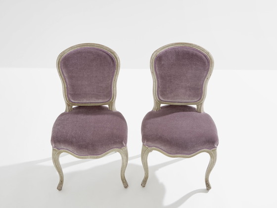 Image 1 of Paire de chaises à pantoufles néoclassiques Louis XV de la Maison Jansen 1940s