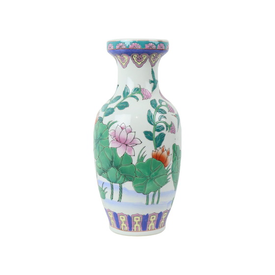 Image 1 of Vase chinois vintage Nénuphars Porcelaine
