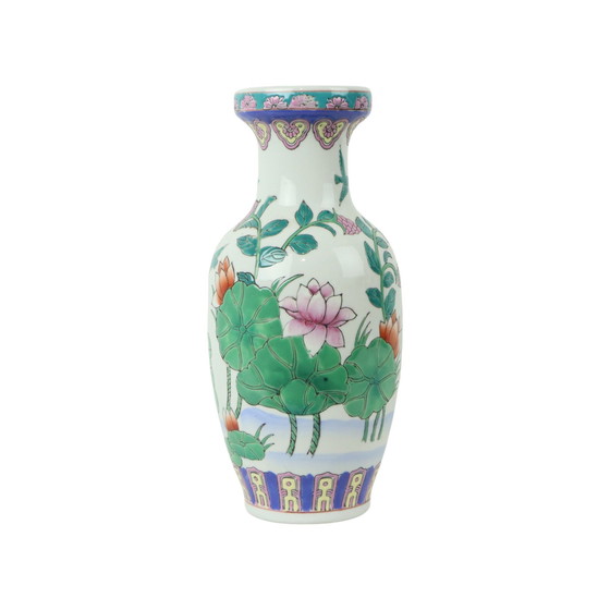 Image 1 of Vase chinois vintage Nénuphars Porcelaine