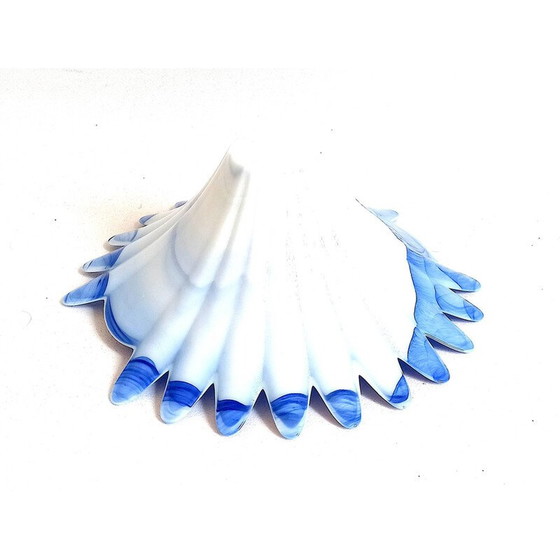 Image 1 of Coupe vintage en verre opalin bleu et blanc de Murano, 1960