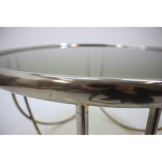 Image 1 of Table vintage en laiton et verre fumé, Europe de l'Ouest 1970