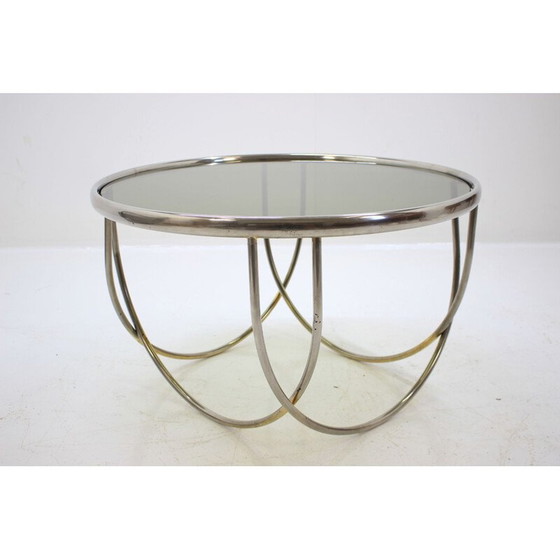 Image 1 of Table vintage en laiton et verre fumé, Europe de l'Ouest 1970