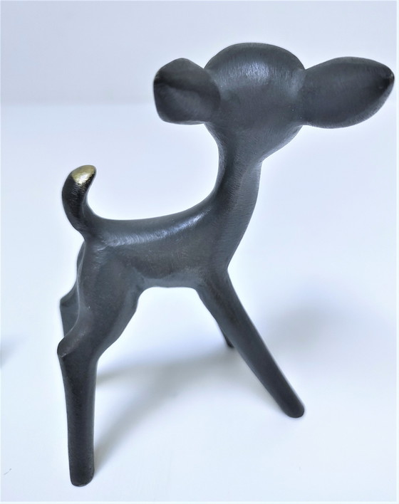 Image 1 of Biche Et Faon Walter Bosse Bronze Années 60