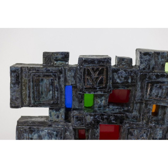 Image 1 of Sculpture vintage en céramique et verre d'Auguste Harzic, France 1968