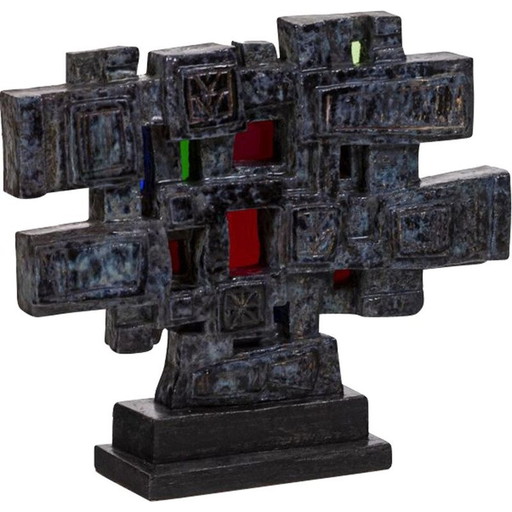 Sculpture vintage en céramique et verre d'Auguste Harzic, France 1968