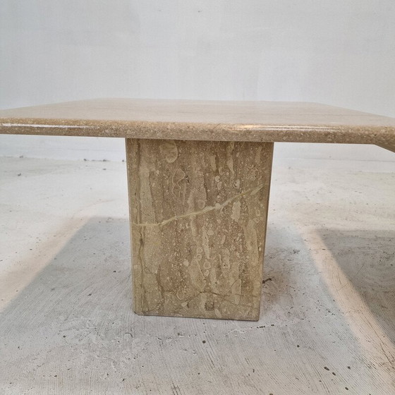 Image 1 of Ensemble de 3 tables basses vintage en travertin, Italie 1980