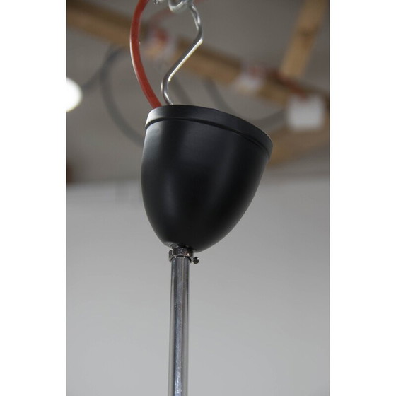 Image 1 of Lustre vintage noir et blanc en verre et métal, Tchécoslovaquie 1960