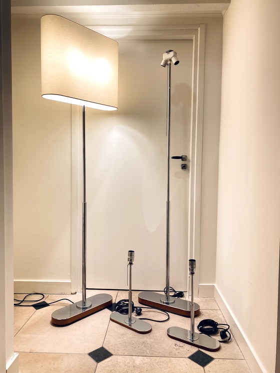 Image 1 of Magnifique ensemble de 4 lampes de sol et de table design d'époque