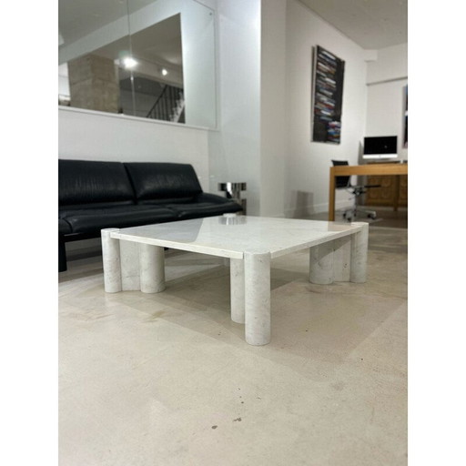 Table basse vintage en marbre blanc Jumbo par Gae Aulenti, Italie 1960