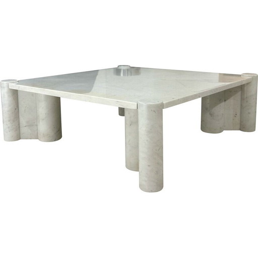 Table basse vintage en marbre blanc Jumbo par Gae Aulenti, Italie 1960