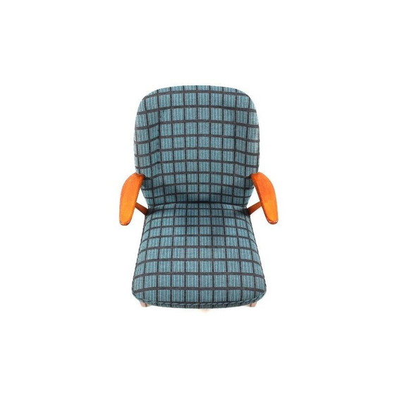 Image 1 of Fauteuil scandinave vintage en bois de hêtre et tissu, Suède 1960