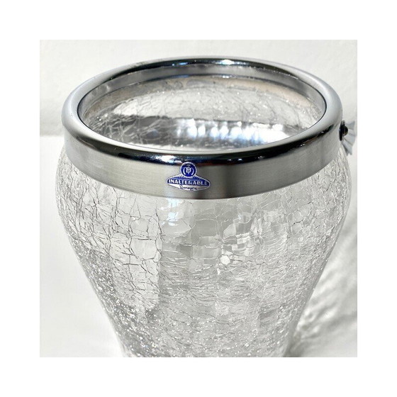 Image 1 of Seau à glace fissurée vintage en acier inoxydable, Belgique 1950