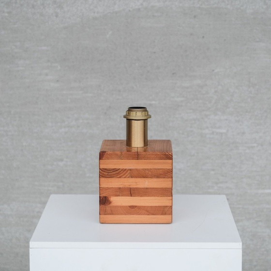 Image 1 of Lampe de table vintage en pin carré, Italie