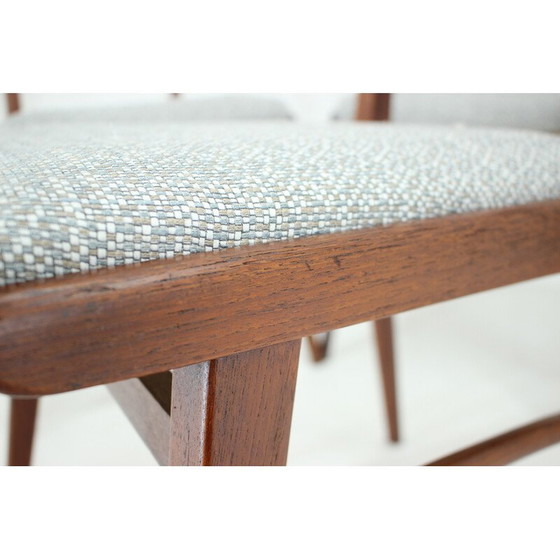 Image 1 of Ensemble de 4 chaises de salle à manger vintage en teck et tissu, Allemagne, années 1960