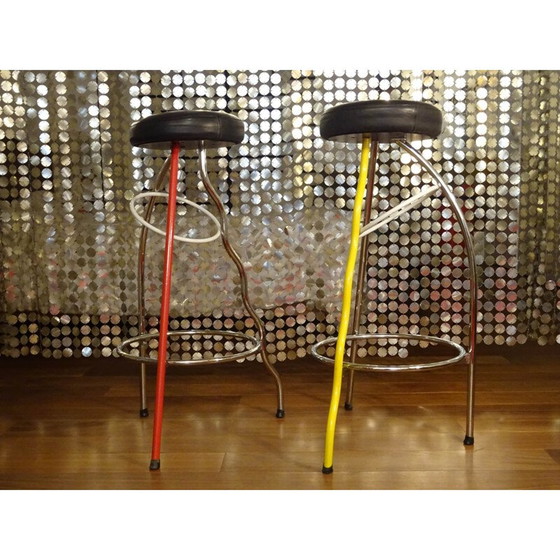 Image 1 of Paire de tabourets Duplex Vintage par Javier Mariscal Bd Barcelona 1981
