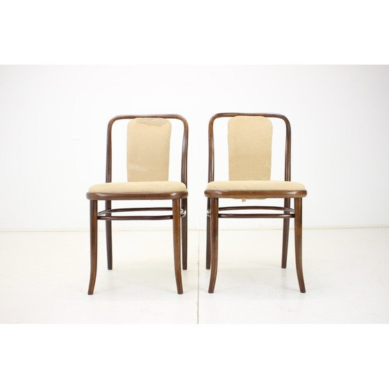 Image 1 of Paire de chaises Ton en bois et tissu, Tchécoslovaquie, années 1980