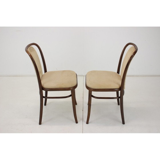 Image 1 of Paire de chaises Ton en bois et tissu, Tchécoslovaquie, années 1980
