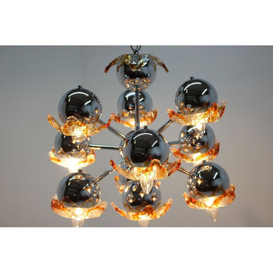Image 1 of Lampe suspendue vintage "Spurnik" de l'ère spatiale de Murano, Italie 1970