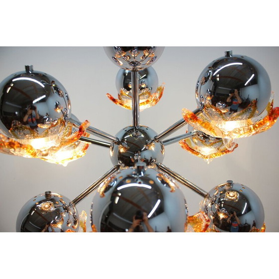 Image 1 of Lampe suspendue vintage "Spurnik" de l'ère spatiale de Murano, Italie 1970