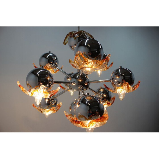 Image 1 of Lampe suspendue vintage "Spurnik" de l'ère spatiale de Murano, Italie 1970
