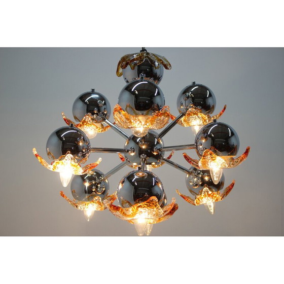 Image 1 of Lampe suspendue vintage "Spurnik" de l'ère spatiale de Murano, Italie 1970